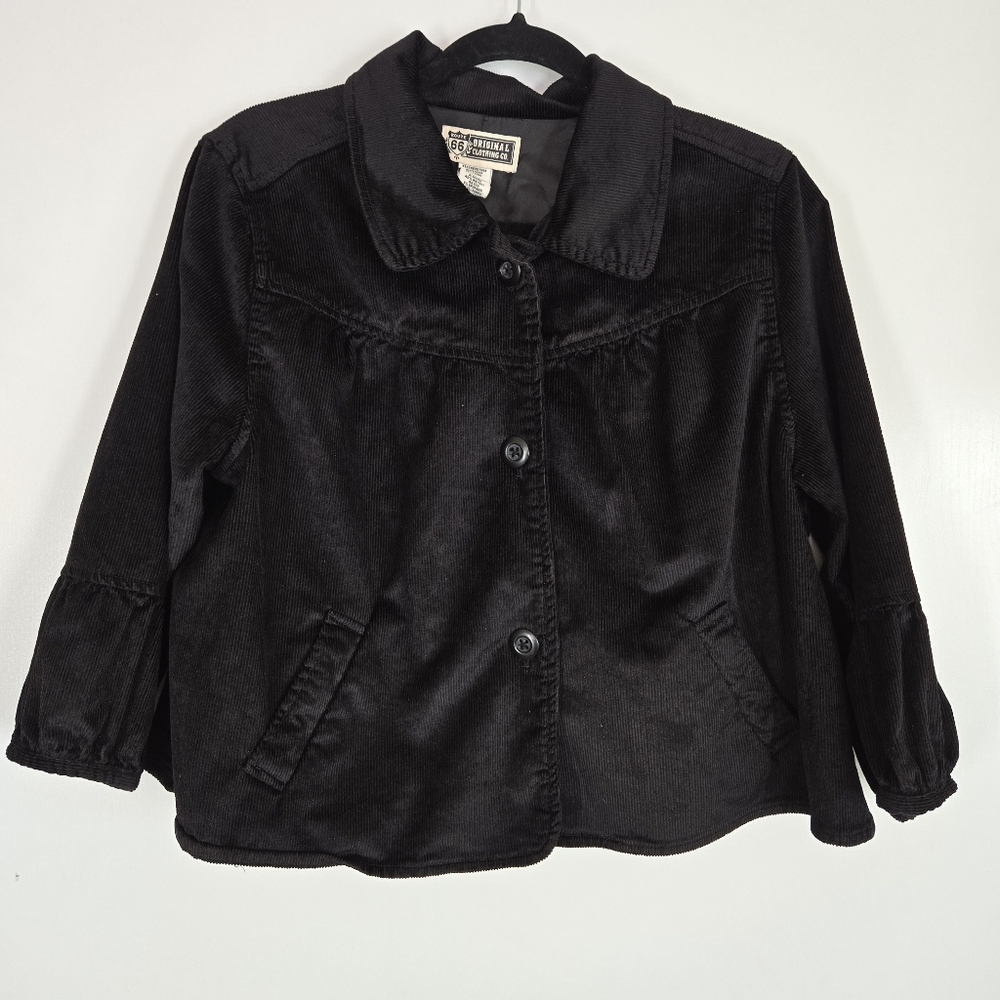 Vintage Route 66 Black Corduroy Quater Sleeve Black Jacket‎ Short Crop XL Boxy